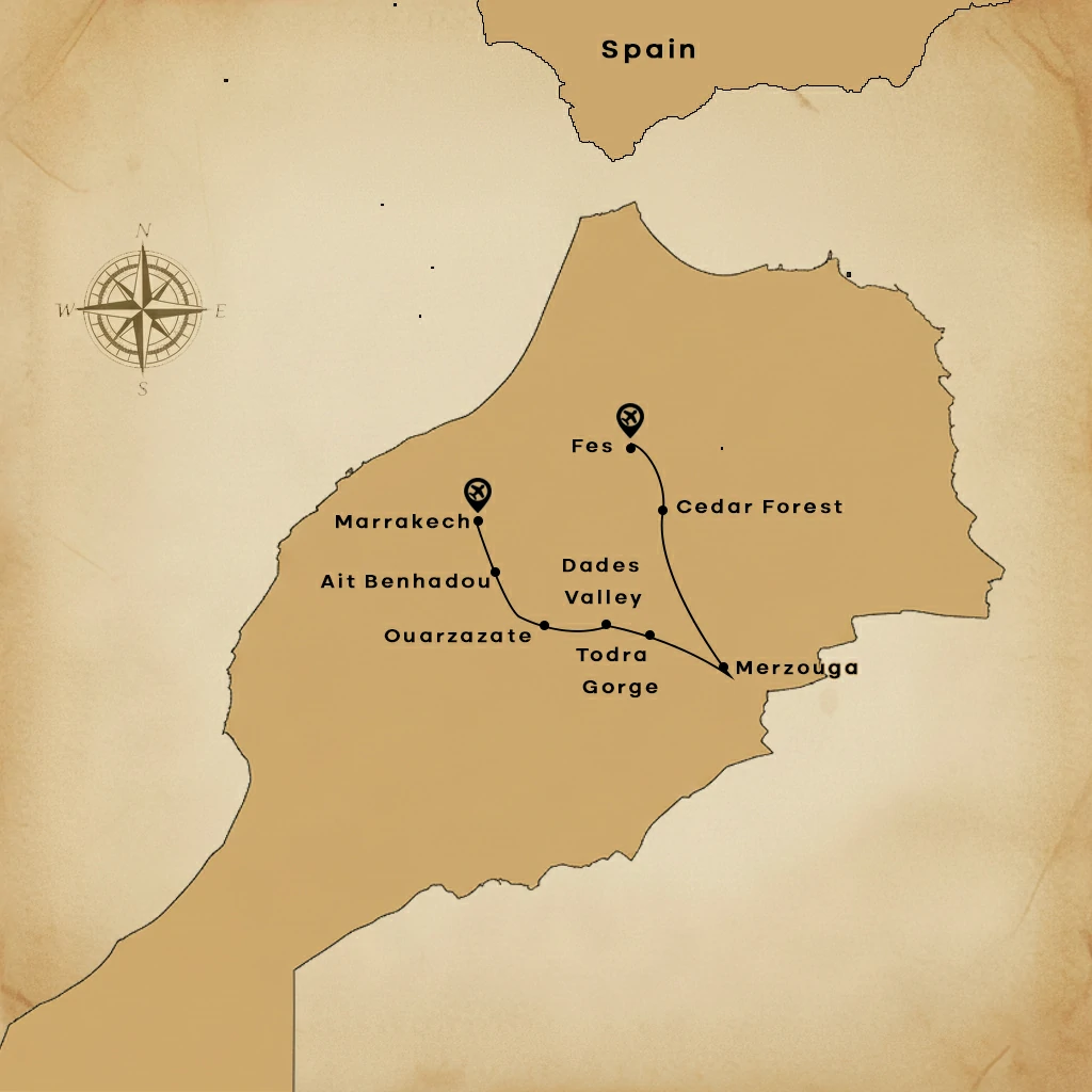 4 days tour from marrakech to fes